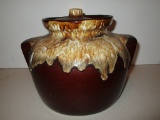 Stoneware Brown Drip Glaze Bean Pot