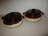 Stoneware Brown Drip Glaze Covered Vegetable Bowls