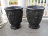 Pair Black Concrete Planters