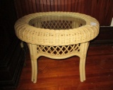 Wicker End Table w/ Glass Insert