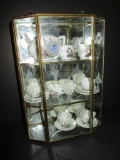 18 Piece Childs China Tea Set in Miniature Glass Curio -10