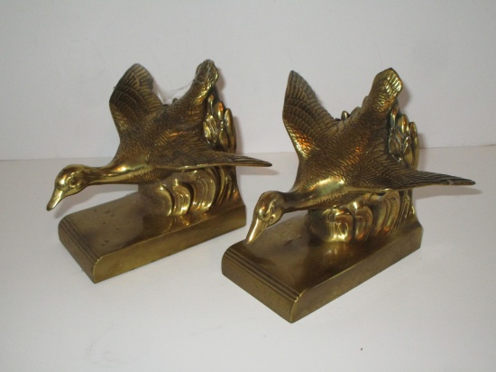 Pair Brass Duck Bookends