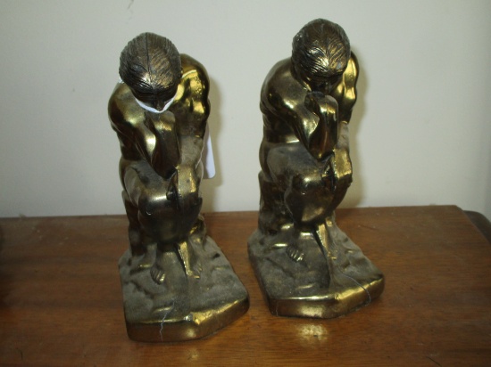 Brass Bookends - 7.5" "The Thinker"