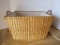 Woven Basket w/ Linen Lining & Leather Handles