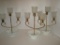 Lot - Brass Candle stands w/ Frosted Globes