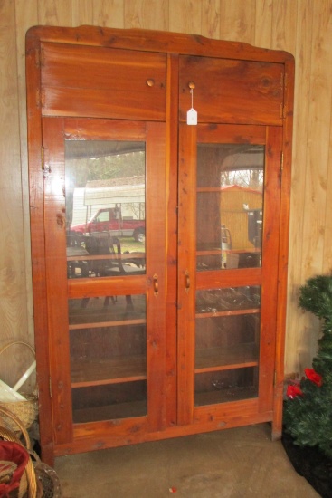 Cedar Cabinet w/ Glass Doors & 2 Drawers at Top 49"w X 12.5" d X 80" t