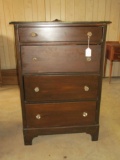 Mahogany Chest w/ Glass Knobs & Drop Front Desk - needs love - 31.5