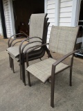 Set of 4 Lawn Chairs - 1 similar but not a match - nice metal arms w/ mesh backs and seats