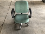 Green Rolling Office Chairs Qty 2