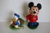 Donald Duck Bank and Vintage Plastic Mickey Mouse