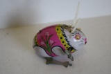 Tin Litho Wind Up Hopping Bunny Rabbit