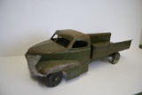 1940's Buddy L Wooden Wheel Pressed Metal Toy Army Truck