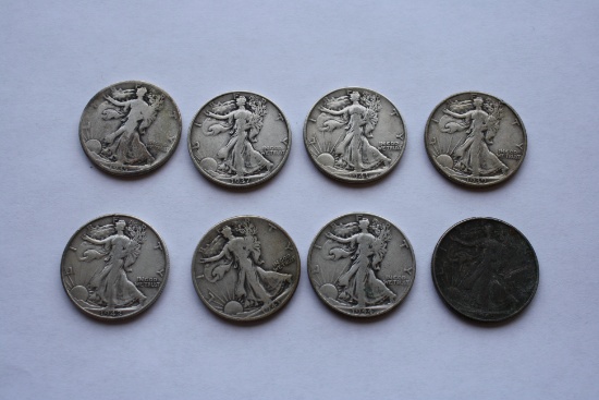 Walking Liberty Half Dollars- Lot of 8.