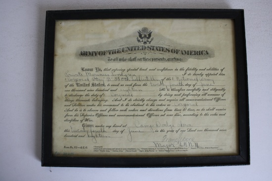 WWI Advancement to Corporal Certificate