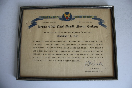 WWII Army Air Force Death Notice