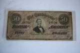 1864 Confederate States 50 Dollar Note