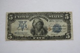 1899 Five Dollar Indian Chief Large Note Silver Certificate