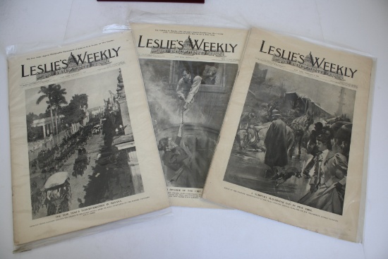3- Leslie's Weekly Newspapers Dated 1899 Featuring the Rough Riders