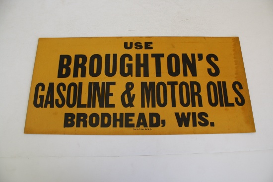 Broughtons Gasoline & Motor Oil Sign
