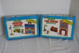Sesame Street Hardwood Play Set- Fire House & School House
