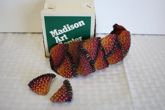 Artisan Crafted Beaded Crochet Bracelet and Earring Set