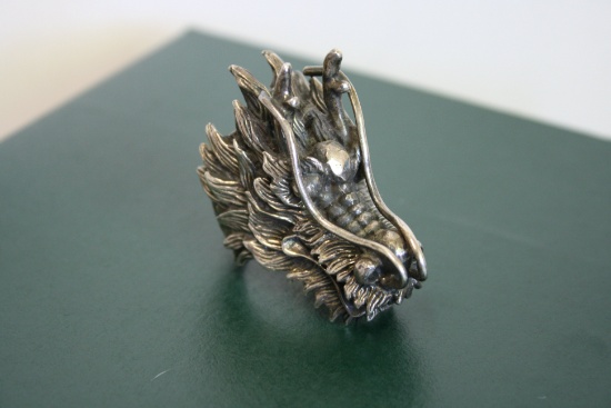 Sterling Silver Dragon's Head Ring
