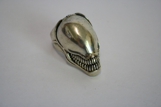 Sterling Silver Alien Ring Locket with Hinged Face