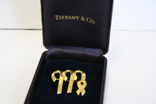 18K Gold Tiffany & Co Ribbon Pin