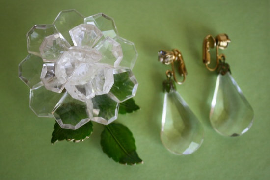 Made in West Germany- Flower Brooch and Earring Set