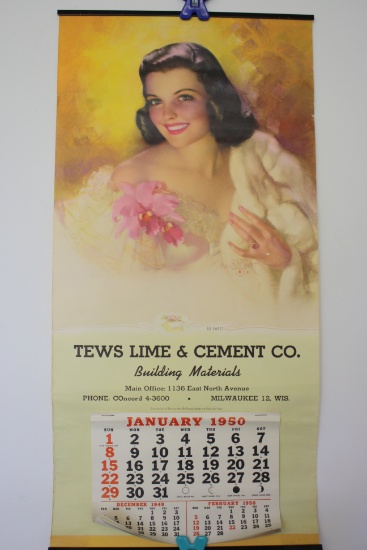 Zoe Mozert 1950 Calendar- Tews Lime & Cement Co.