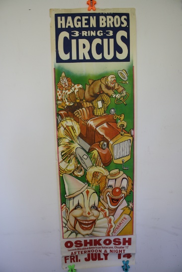 Hagen Bros. 3 Ring Circus Oshkosh Poster