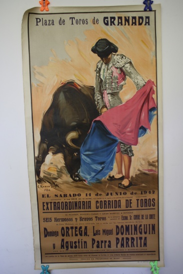 Plaza de Toros de Granada Full Fighting Poster- 1947 Reproduction