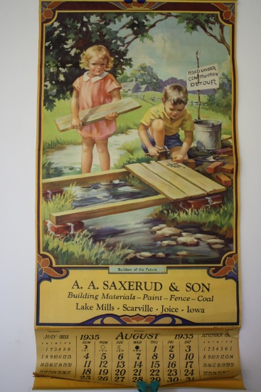 1935 Calendar- A. A. Saxerud & Son