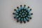 Sterling Silver and Turquoise Sunburst Pin