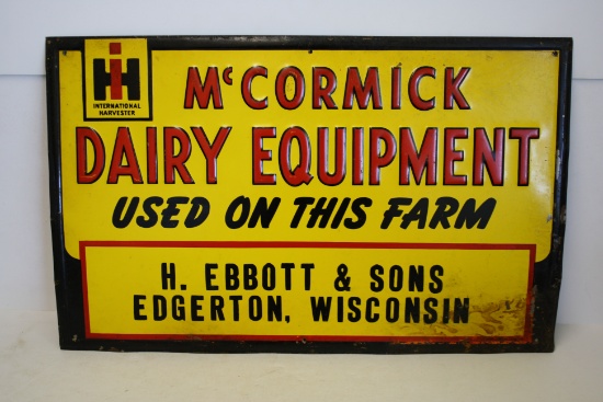 International Harvester McCormick Dairy Equipment Sign