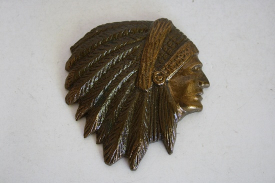 Brass Indian Chief Badge