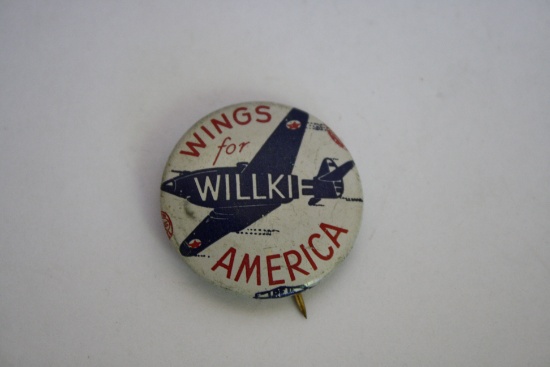 Wings for Willkie America Political Pinback