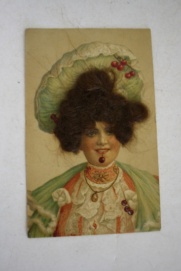 Victorian Real Hair Color Postcard