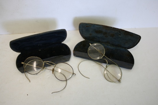 2 Pairs of Antique Eyeglasses in Cases