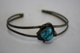Sterling Silver Bracelet with Rough Turquoise Stone