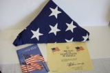 American Flag flown over the United States Capital in 2013 with COA