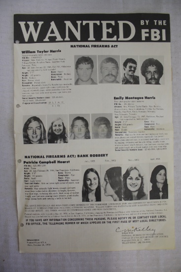 FBI Wanted Poster from 1974