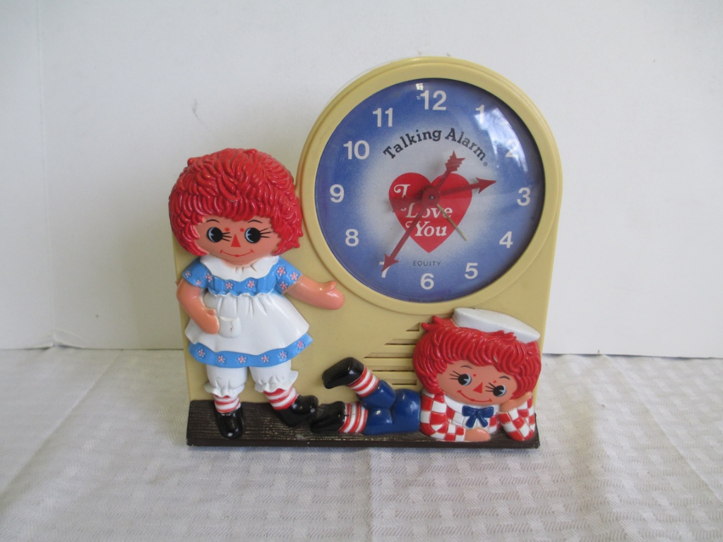 vintage raggedy ann and andy alarm clock