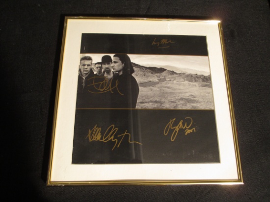 U2 Autographed 'The Joshua Tree' Framed Album Cover