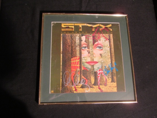 Styx Autographed 'The Grand Illusion' Framed Album Cover