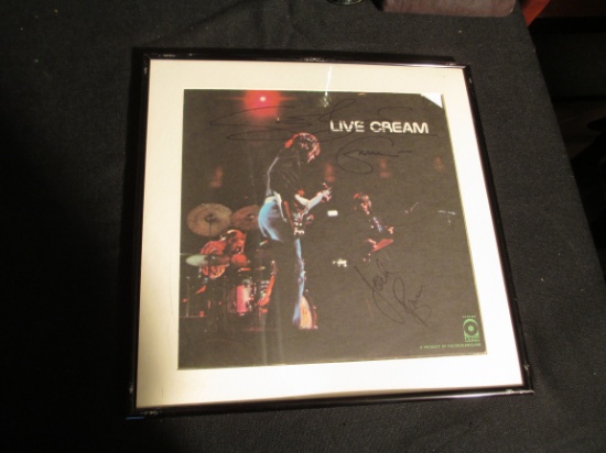 Cream Autographed ' Live Cream' Framed Album Cover