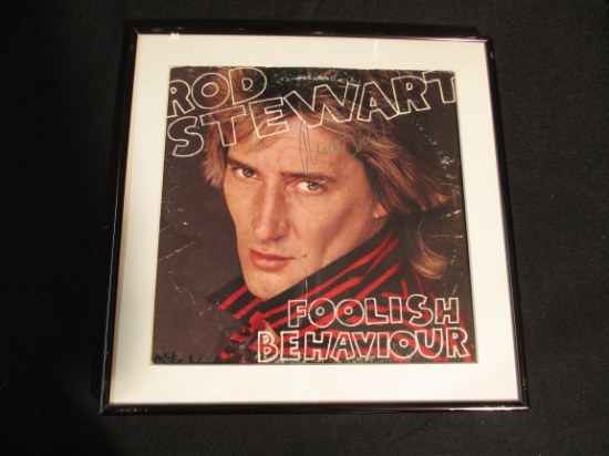 Rod Stewart Autographed 'Foolish Behaviour' Framed Album Cover