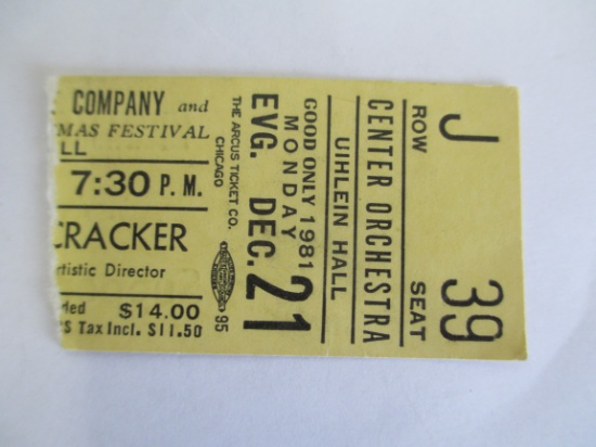 Uncle Cracker @ Uihlein Hall December, 21 1981 Ticket Stub