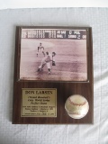 Don Larson 1956 World Series Perfect Game Autographed Baseball and Plaque