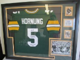 Paul Hornung Autographed Jersey Framed Display w/ picture and COA